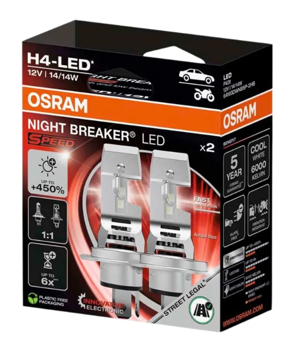 OSRAM NIGHT BREAKER LED SPEED H4 450 % 6000K – Bild 3