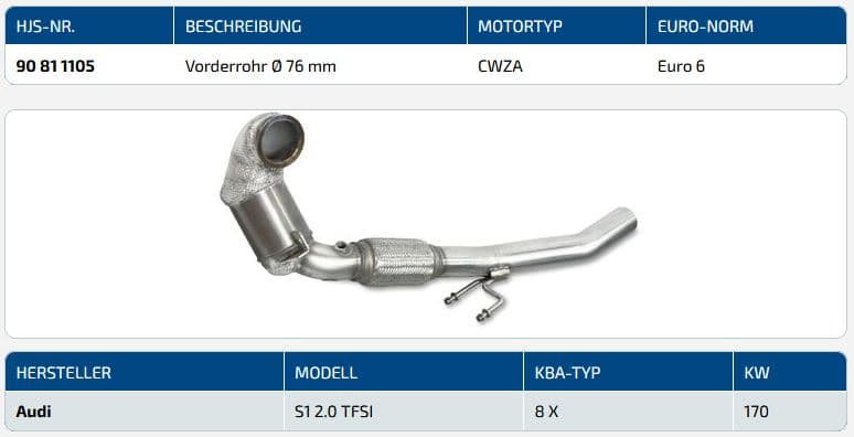 AUDI S1 - DOWNPIPE MIT SPORT-KATALYSATOR – Bild 2
