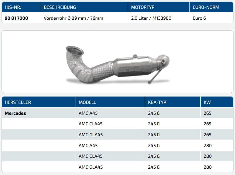 MERCEDES A-KLASSE A45 AMG - HJS DOWNPIPE SPORTKATALYSATOR – Bild 2