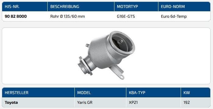 TOYOTA YARIS GR - HJS DOWNPIPE MIT 300 ZELLEN SPORT KATALYSATOR – Bild 2