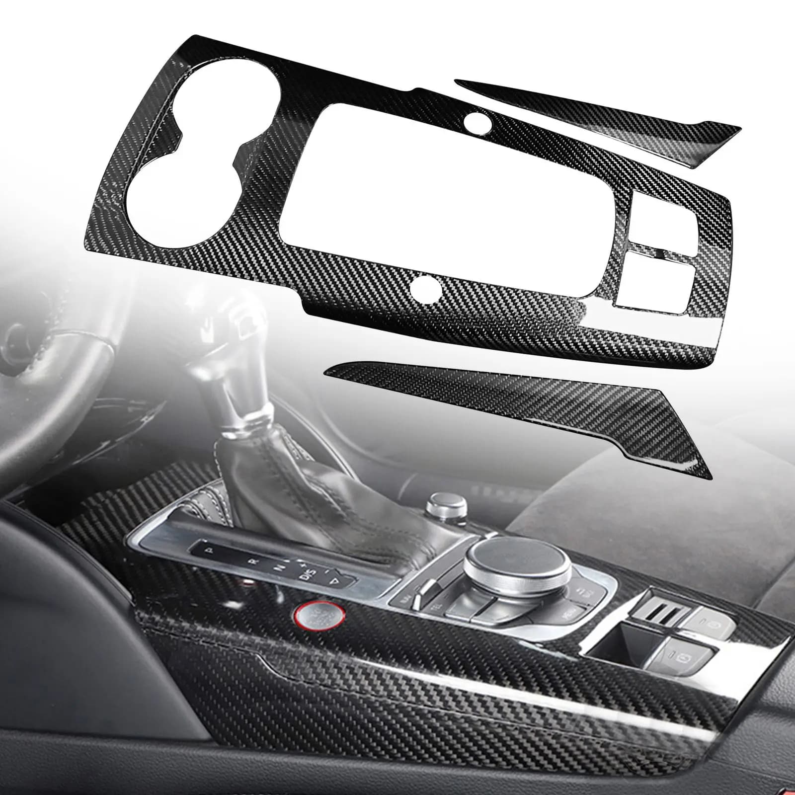 AUDI A3 S3 RS3 MITTELKONSOLE CARBON VERKLEIDUNG DEKORLEISTEN V.1