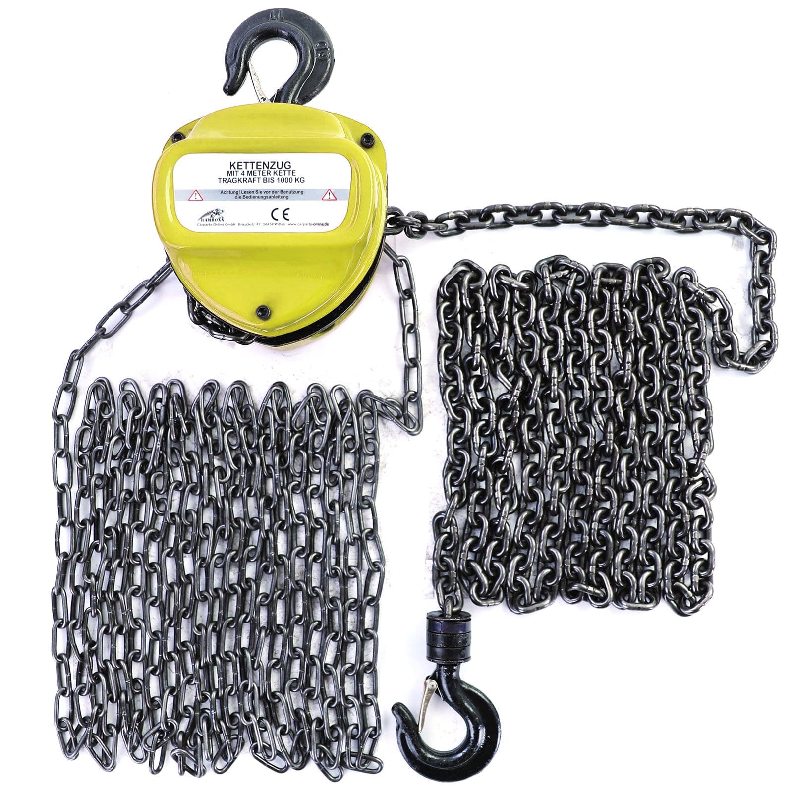 Ramroxx Profi Werkstatt Kettenzug Flaschenzug 4M bis 1T 1000kg Gelb
