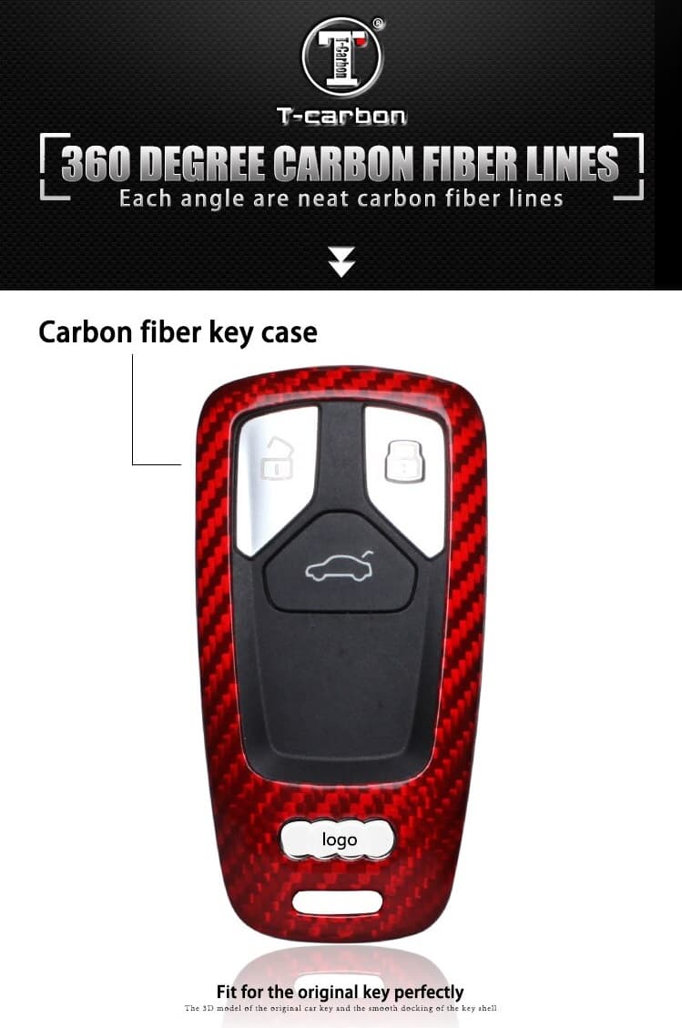 Audi Schlüssel Hülle Carbon Cover T-Carbon CYSXL-85006-ADC(Red) – Bild 5