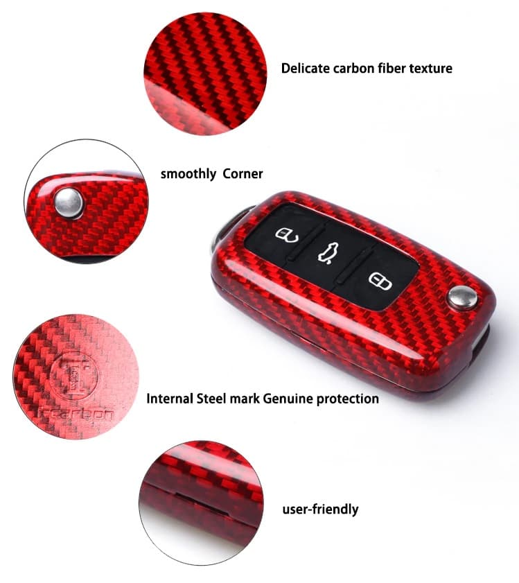 VW Schlüssel Hülle Carbon Cover T-Carbon CYSXL-85011-DZA(Red) – Bild 2