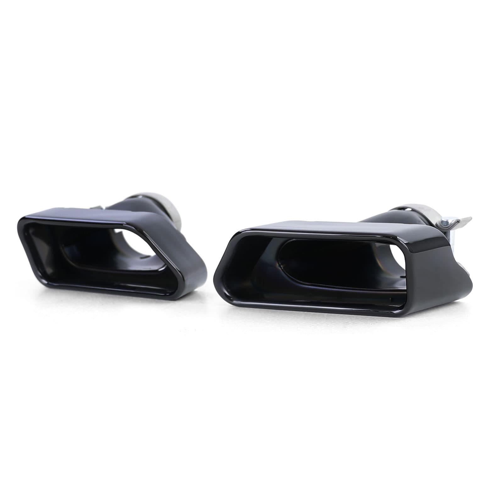 Schwarz Auspuffblenden SET eckig + Zubehör passend für BMW F10 F11 V8 Optik – Bild 2