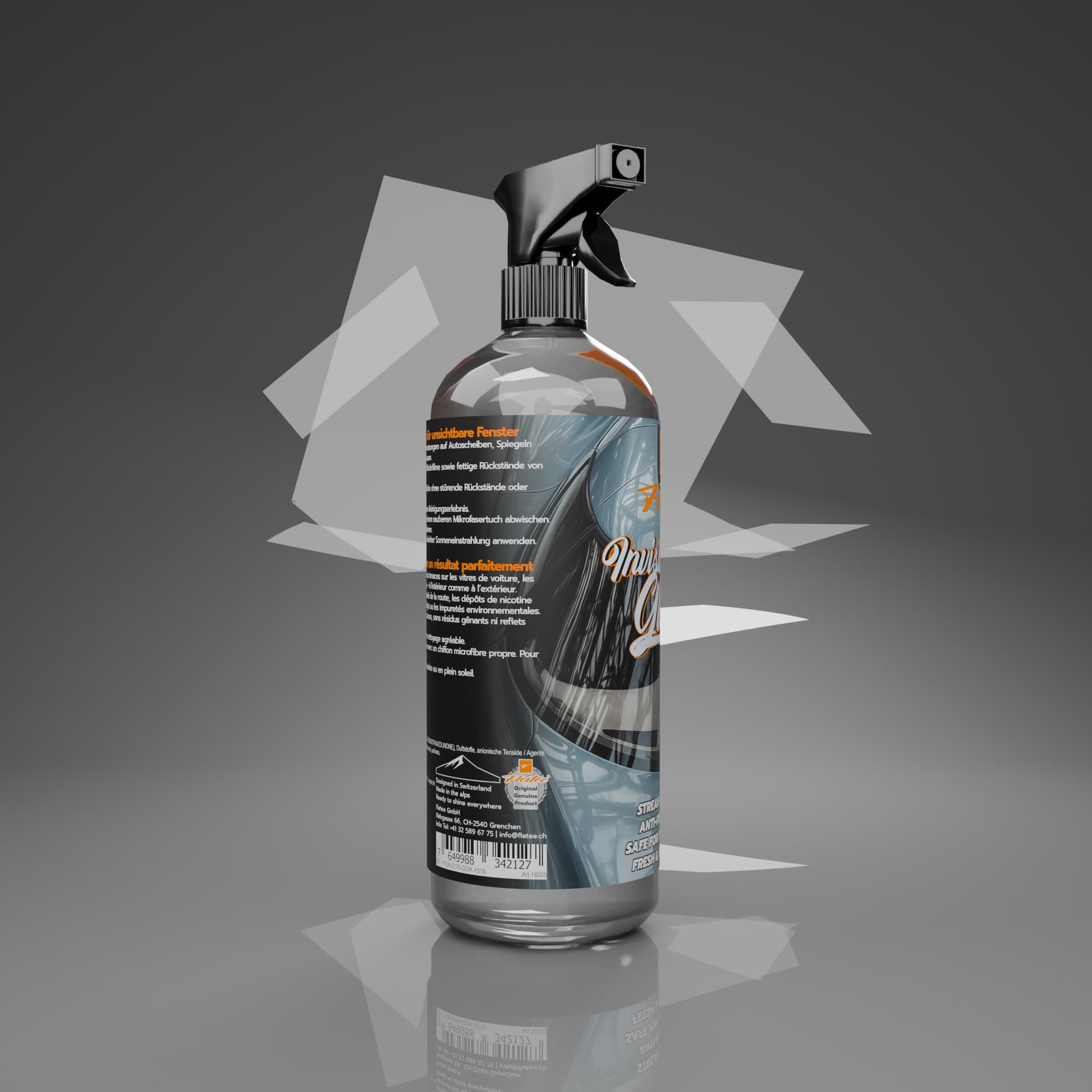 Flatee InvisibleClear Glass (750ml) – schlierenfreier Glas- und Scheibenreiniger 18005 – Bild 4