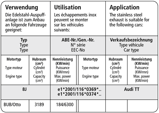 AUDI TT - BASTUCK DUPLEX SPORTAUSPUFF ANLAGE AB KAT – Bild 2