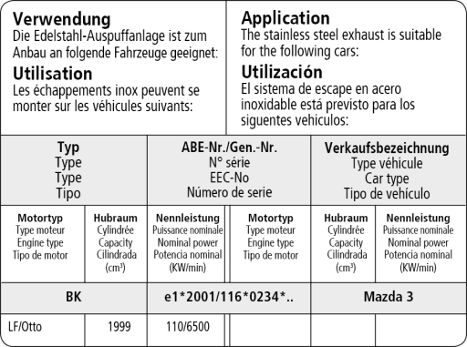 MAZDA 3 (BK) - BASTUCK AUSPUFF ANLAGE AB KAT Ø 63MM – Bild 3