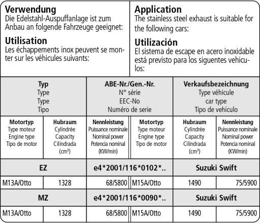 SUZUKI SWIFT (MZ/EZ) - BASTUCK SPORTAUSPUFF ANLAGE AB KAT – Bild 2