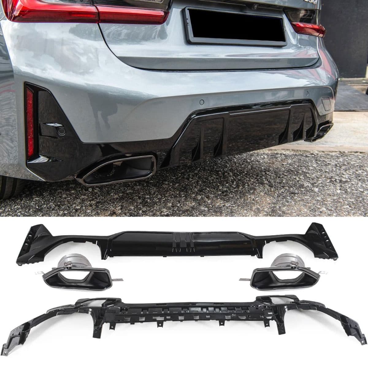 BMW G20 LCI - HECK DIFFUSOR & ENDROHRBLENDEN M340I OPTIK V.2