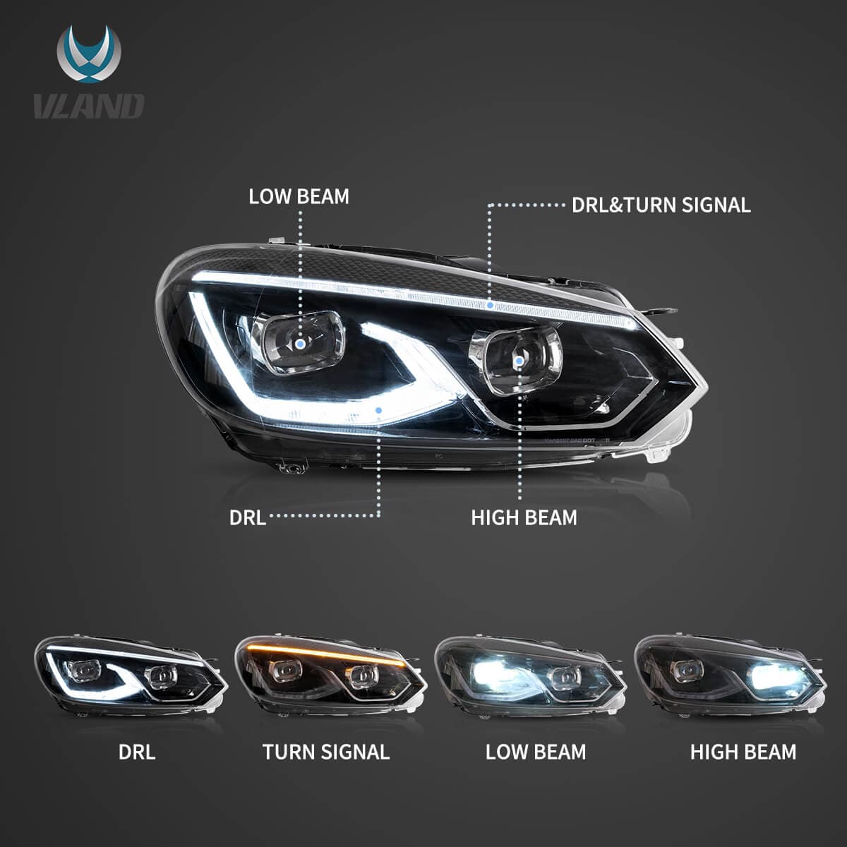 VW GOLF 6 - FULL LED TAGFAHRLICHT SCHEINWERFER – Bild 2
