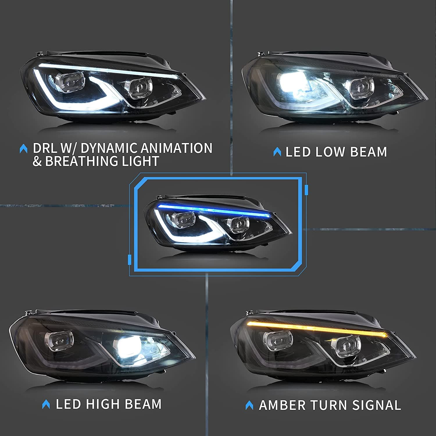 VW GOLF 7 - VLAND FULL LED SCHEINWERFER MK8 OPTIK – Bild 2
