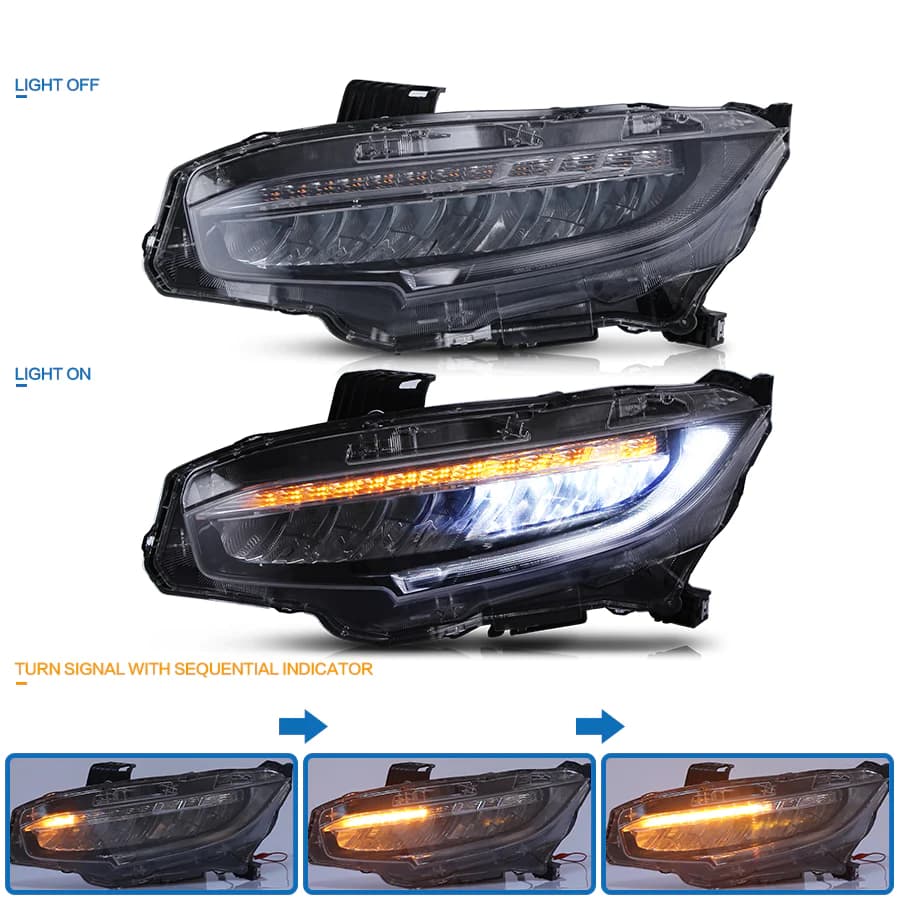 HONDA CIVIC 10 - VLAND FULL LED DYNAMIC FRONT SCHEINWERFER – Bild 5