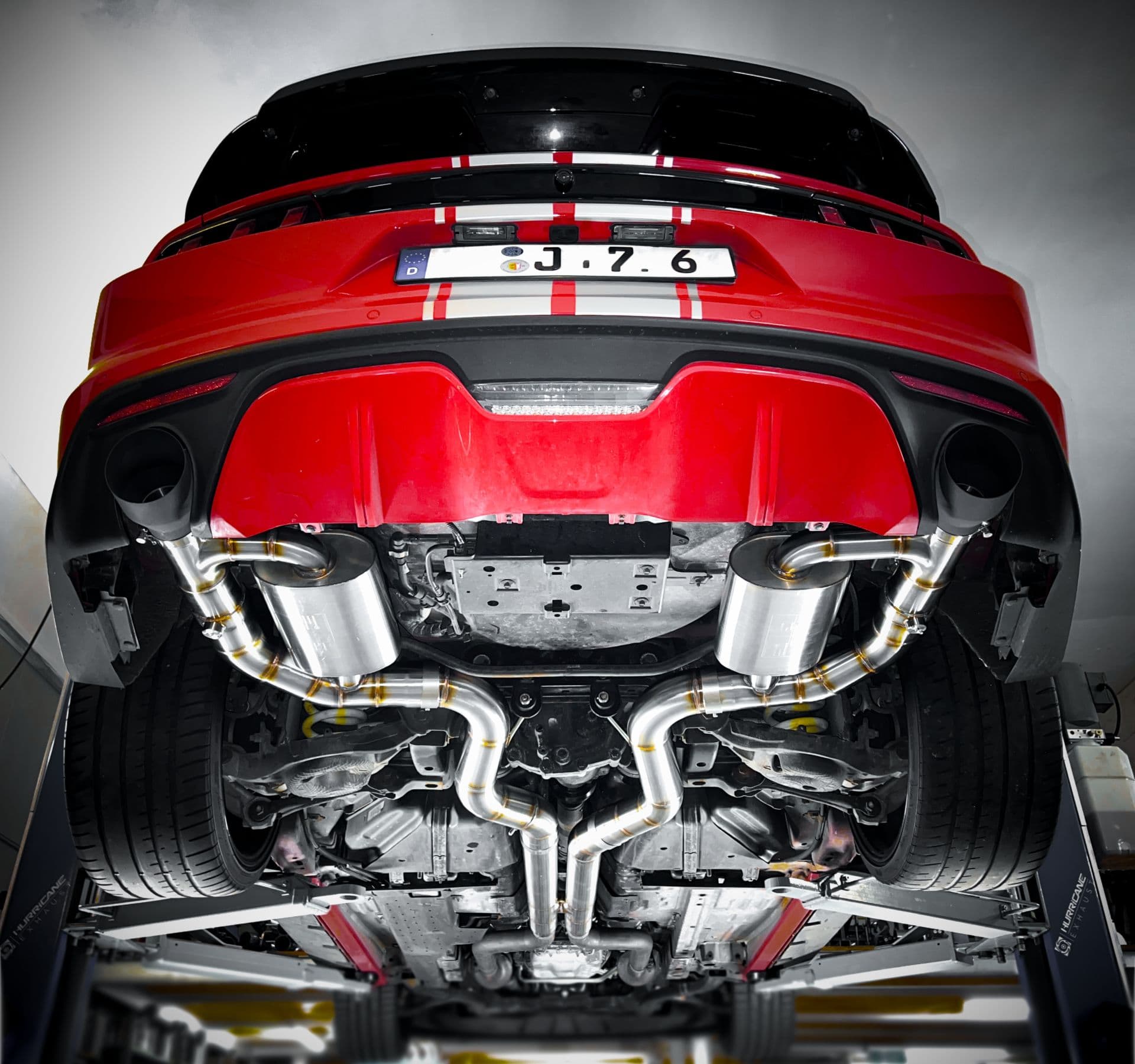FORD MUSTANG 5.0l V8 GT - HURRICANE DUPLEX AUSPUFF ANLAGE AB KAT Ø 89MM – Bild 4