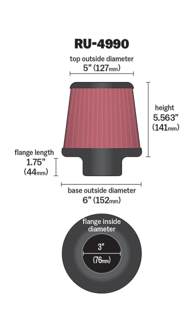 K&N RU-4990 UNIVERSELLER LUFT FILTER – Bild 2