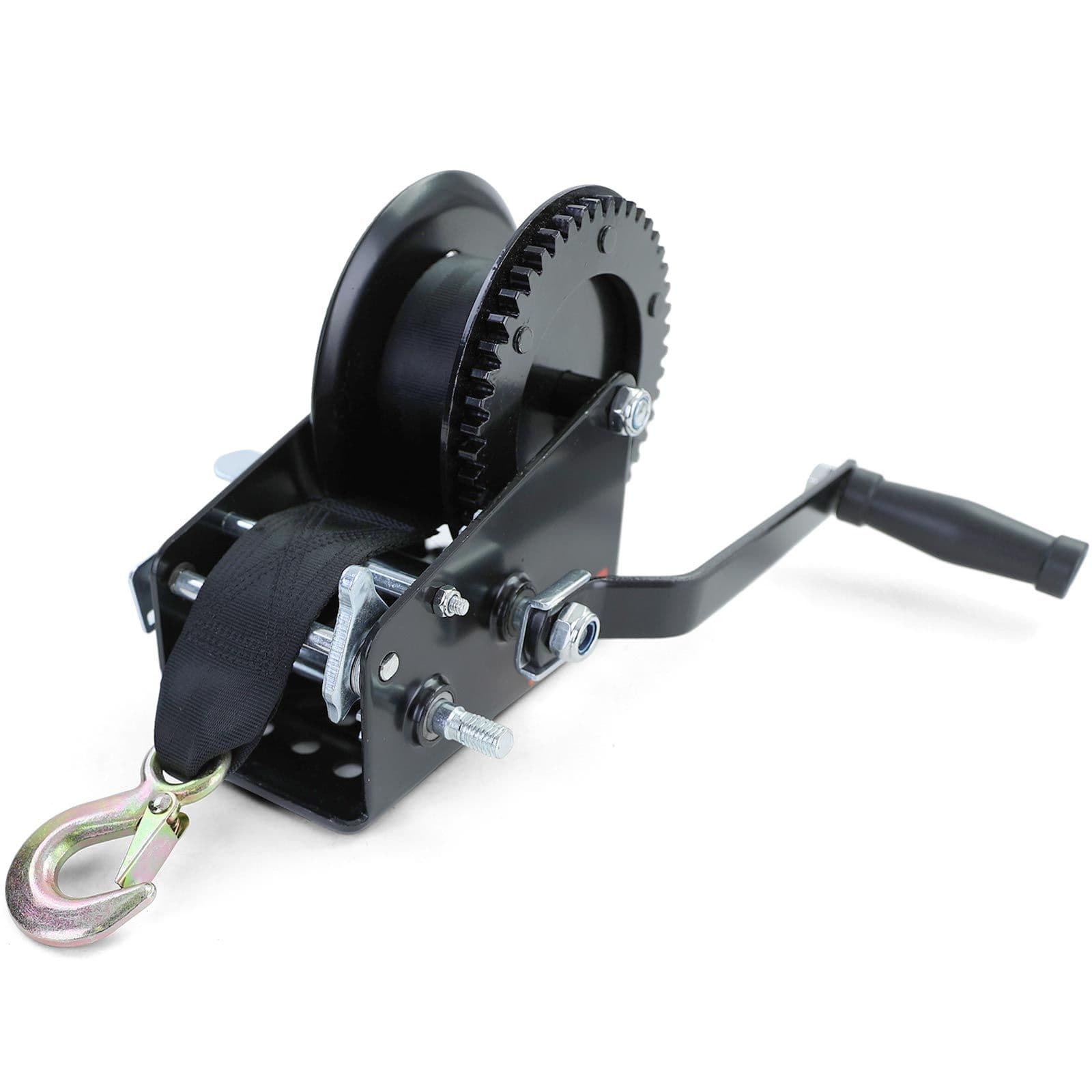 Profi Seilwinde Handwinde mit Gurt Schwarz 1500kg 8Meter – Bild 4