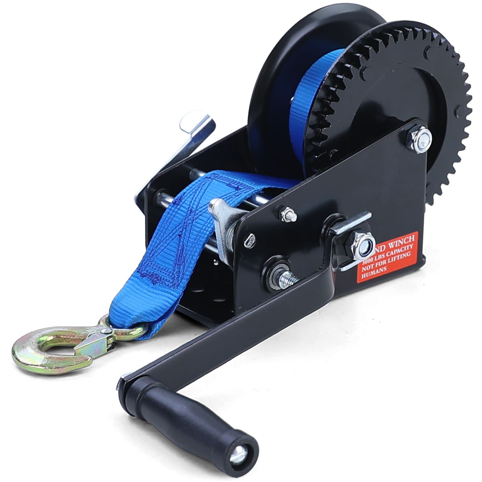 Profi Seilwinde Handwinde mit Gurtband Blau Schwarz 1500kg 8Meter – Bild 2