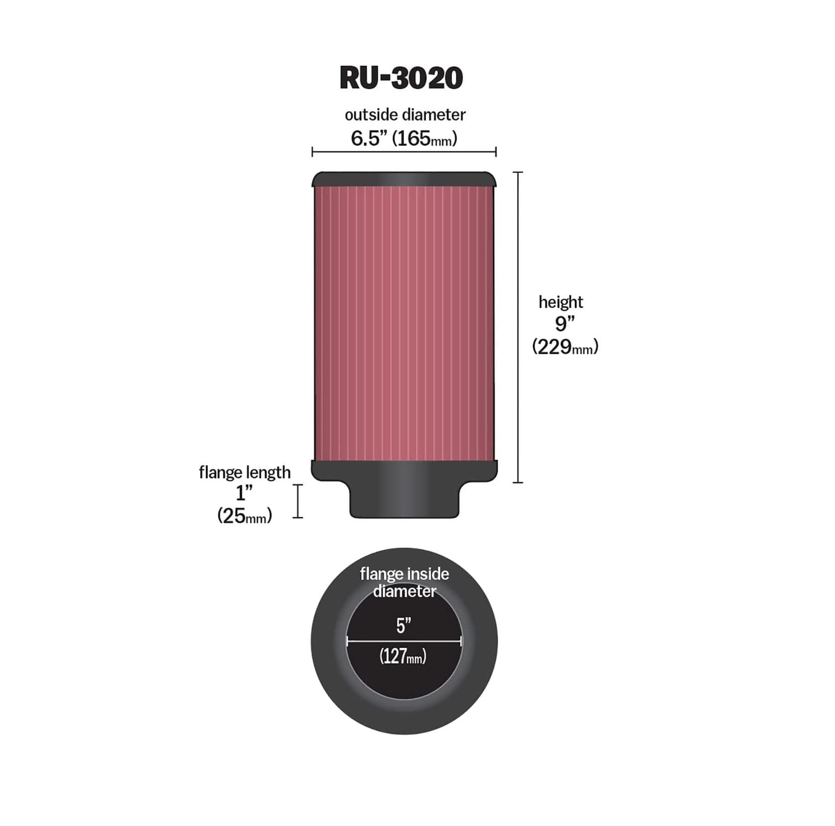 K&N RU-3020 UNIVERSELLER LUFT FILTER – Bild 2