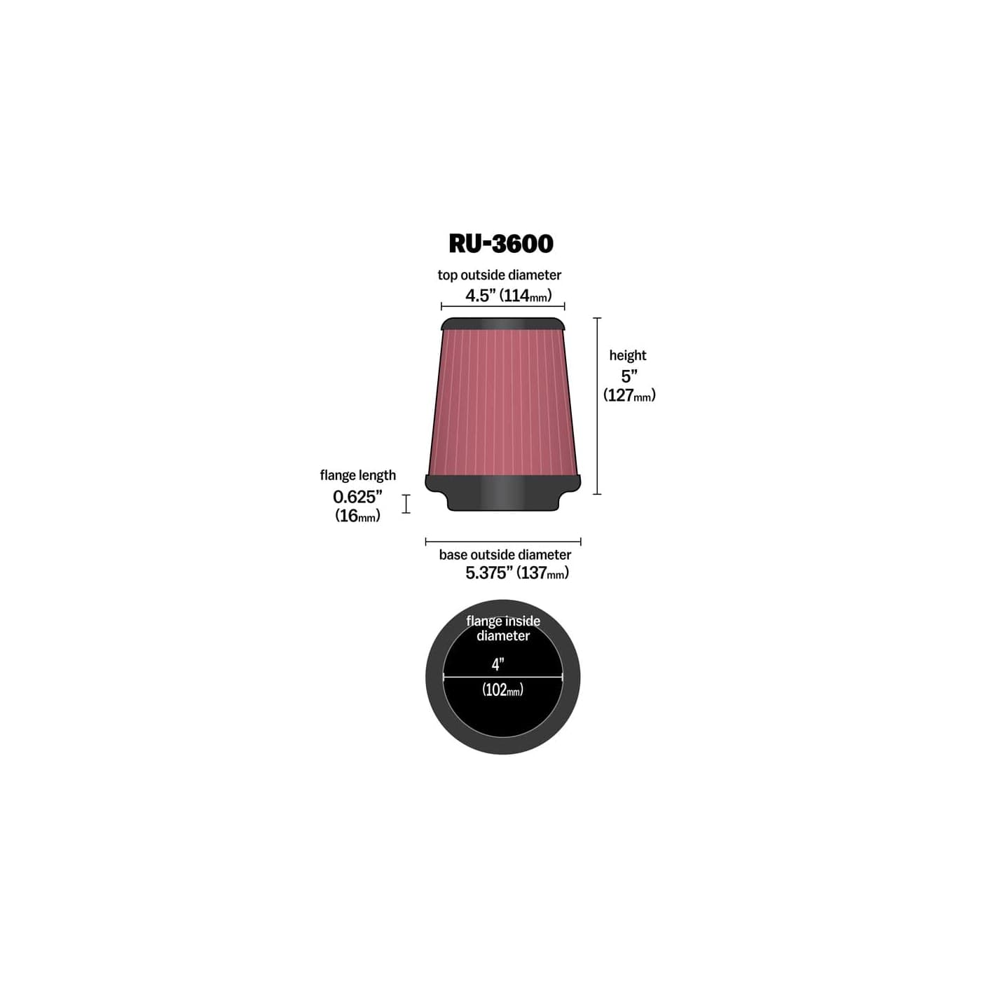 K&N RU-3600 UNIVERSELLER LUFT FILTER – Bild 3