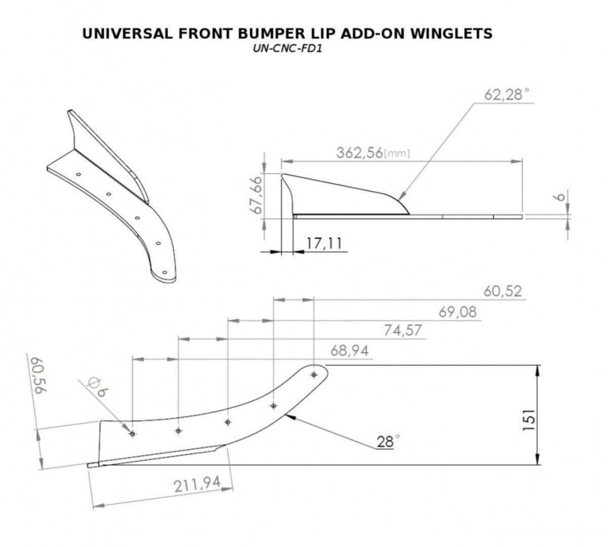 Universelle Maxton Design Front Flaps Splitter Side Flaps Winglets – Bild 4
