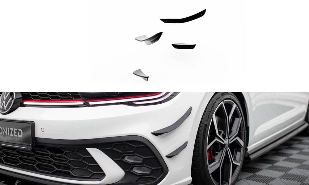 VW POLO GTI 2021+ - MAXTON DESIGN CANARDS WINGS FLAPS FRONTSTOSSSTANGE 4-TEILIG