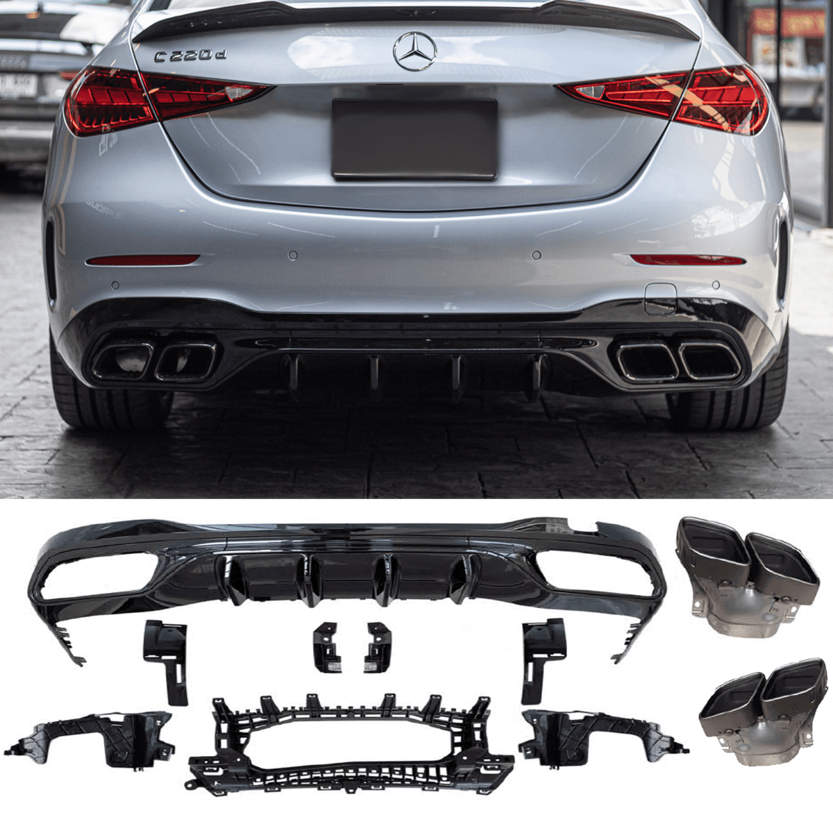 MERCEDES C-KLASSE - DIFFUSOR PAKET C63 AMG OPTIK V.2