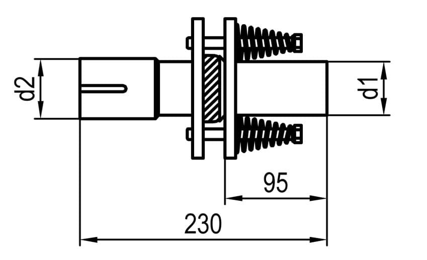 Kompensator - d1Ø 50mm Länge: 230mm d2 variabel (muss angegeben – Bild 2