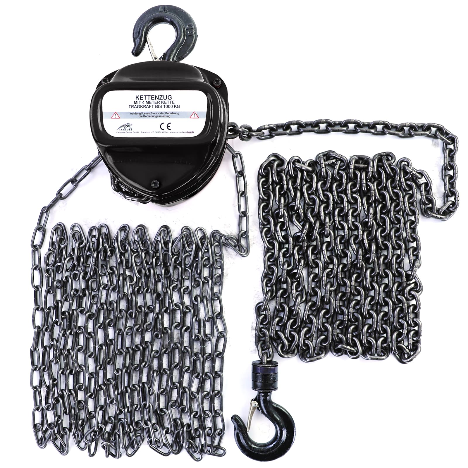 Ramroxx Profi Werkstatt Kettenzug Flaschenzug 4M bis 1T 1000kg Schwarz
