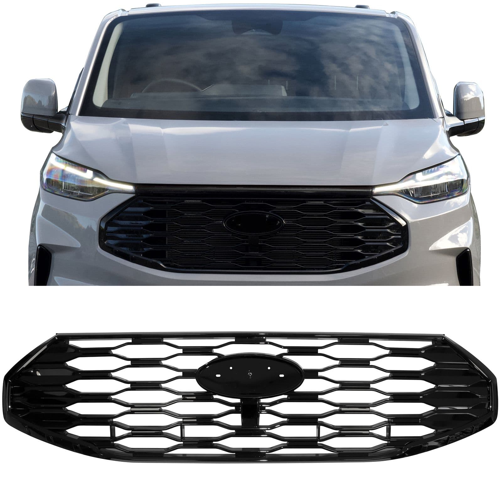 FORD TRANSIT CUSTOM 2023-> - SPORT KÜHLERGRILL SCHWARZ GLANZ V.1