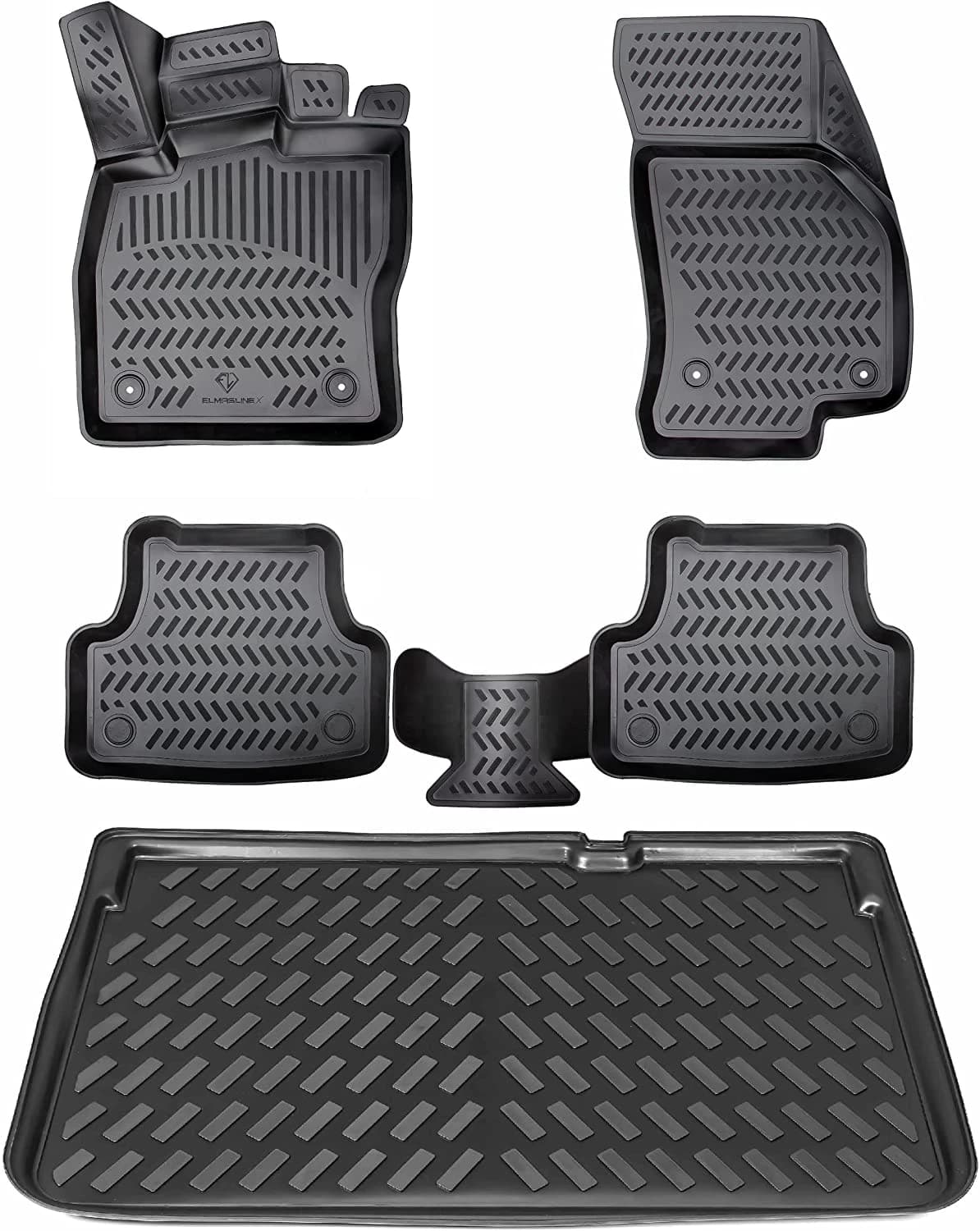 HYUNDAI KONA EV 2023+ - 3D GUMMIFUSSMATTEN SET & KOFFERRAUMWANNE