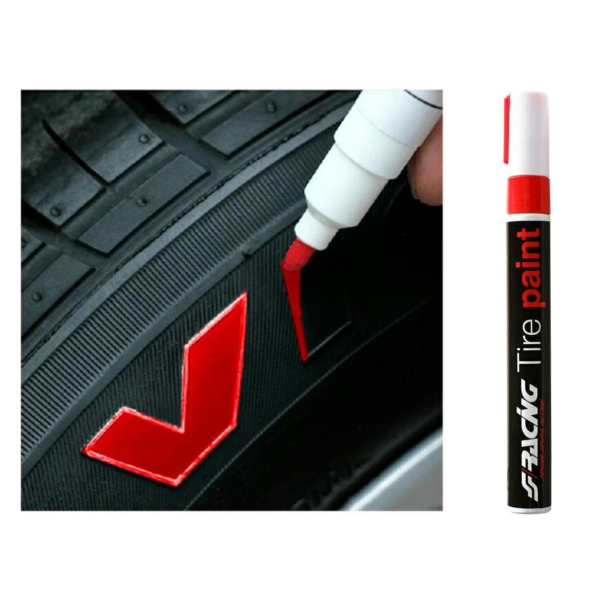 Simoni Racing Marker Stift für Reifen. Ideal zum hervorheben von Schriftzügen. Farbe Rot TP/1R